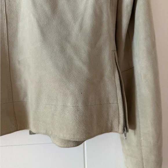 Vintage 90s Express Beige Suede Leather Shirt Jacket - Picture 3 of 9